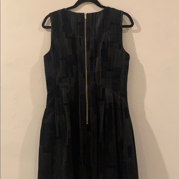 Calvin Klein black Velvet Flocked Flare Dress - Picture 3 of 4